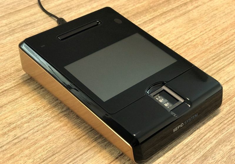 SEPID System desktop authentication terminal with a touchscreen, fingerprint sensor, and smart-card slot.